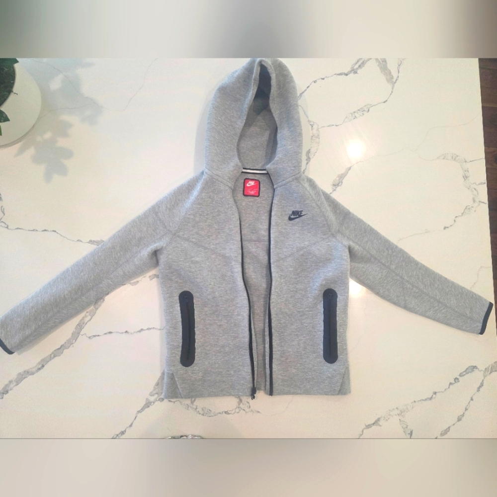 Nike Kids Light Gray Hoodie with Black Accents Large